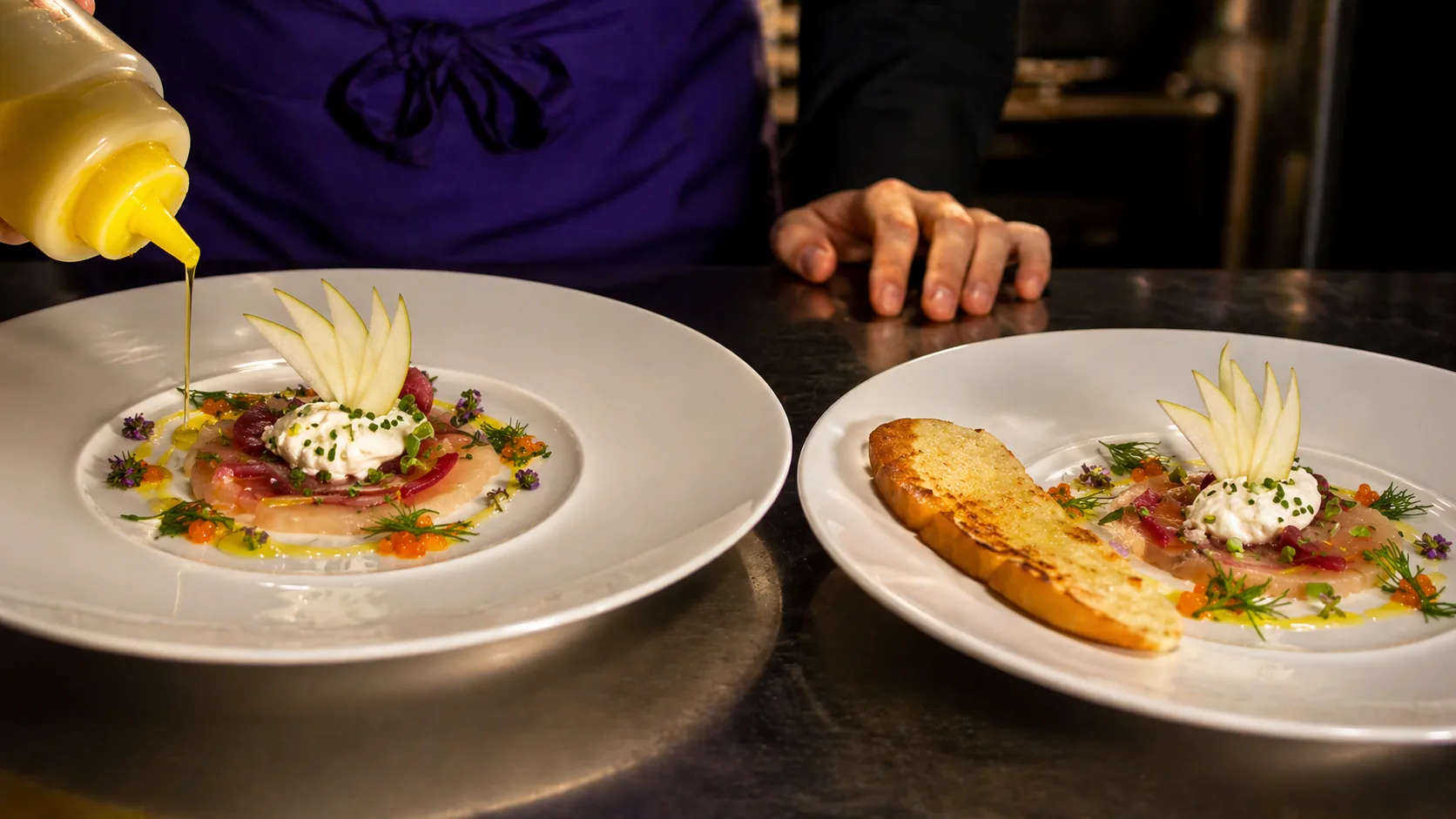 Plat maison dressé en cuisine, Restaurant Philip