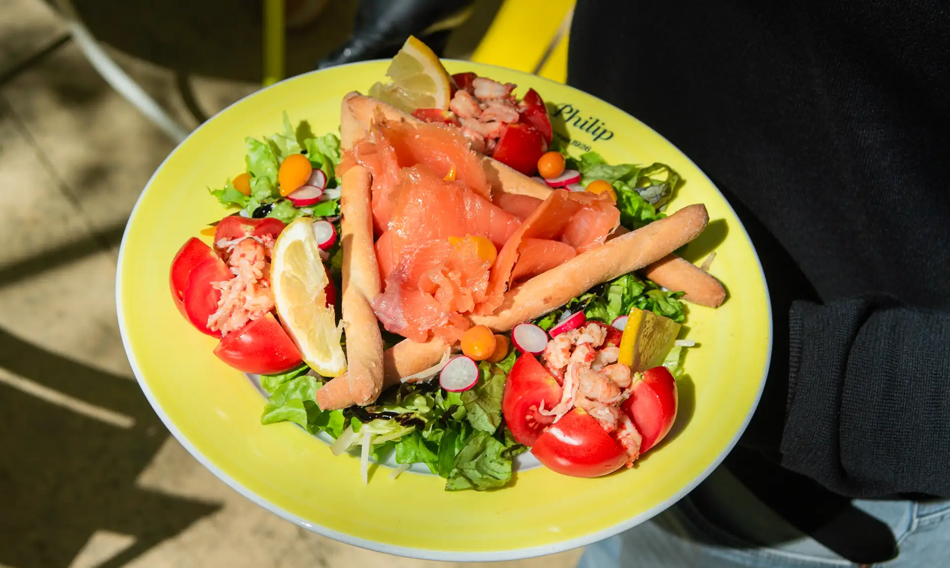 Saumon fumé et homard en salade, Restaurant Philip